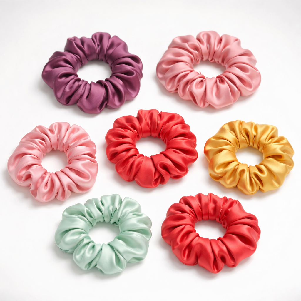 Handmade Silk Skinny and Fluffy Scrunchies Box ( 8 and 16 pieces )