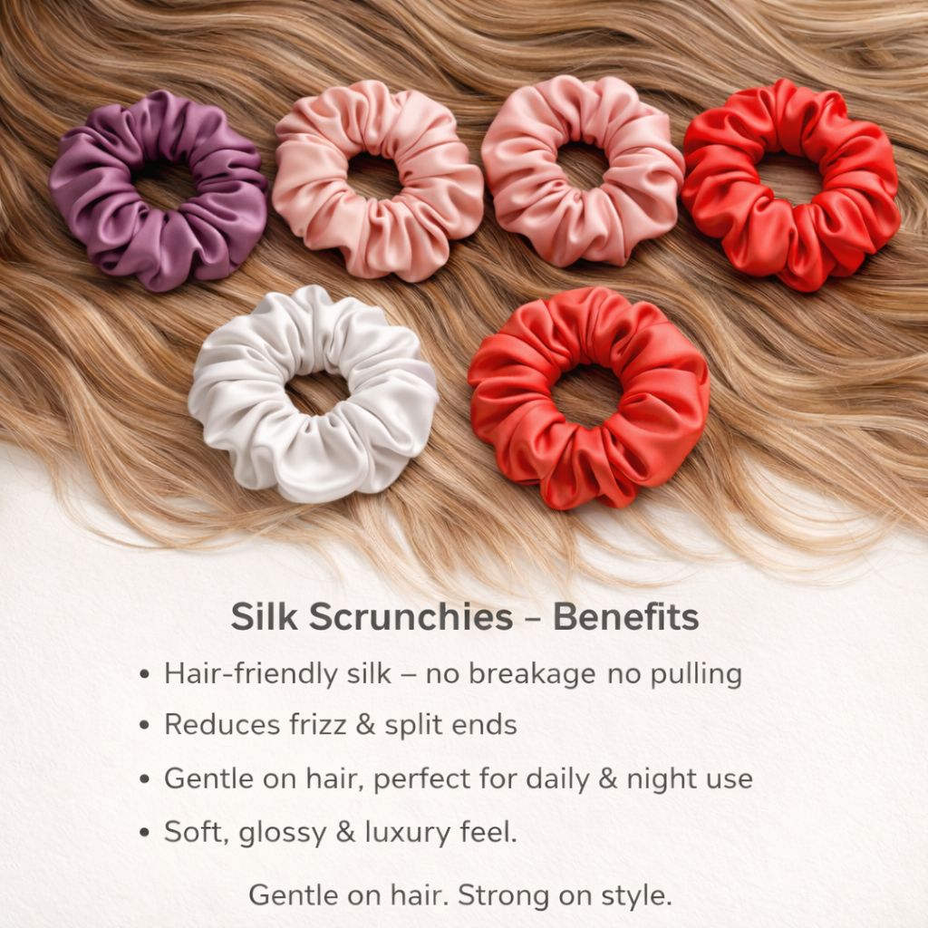 Handmade Silk Skinny and Fluffy Scrunchies Box ( 8 and 16 pieces )